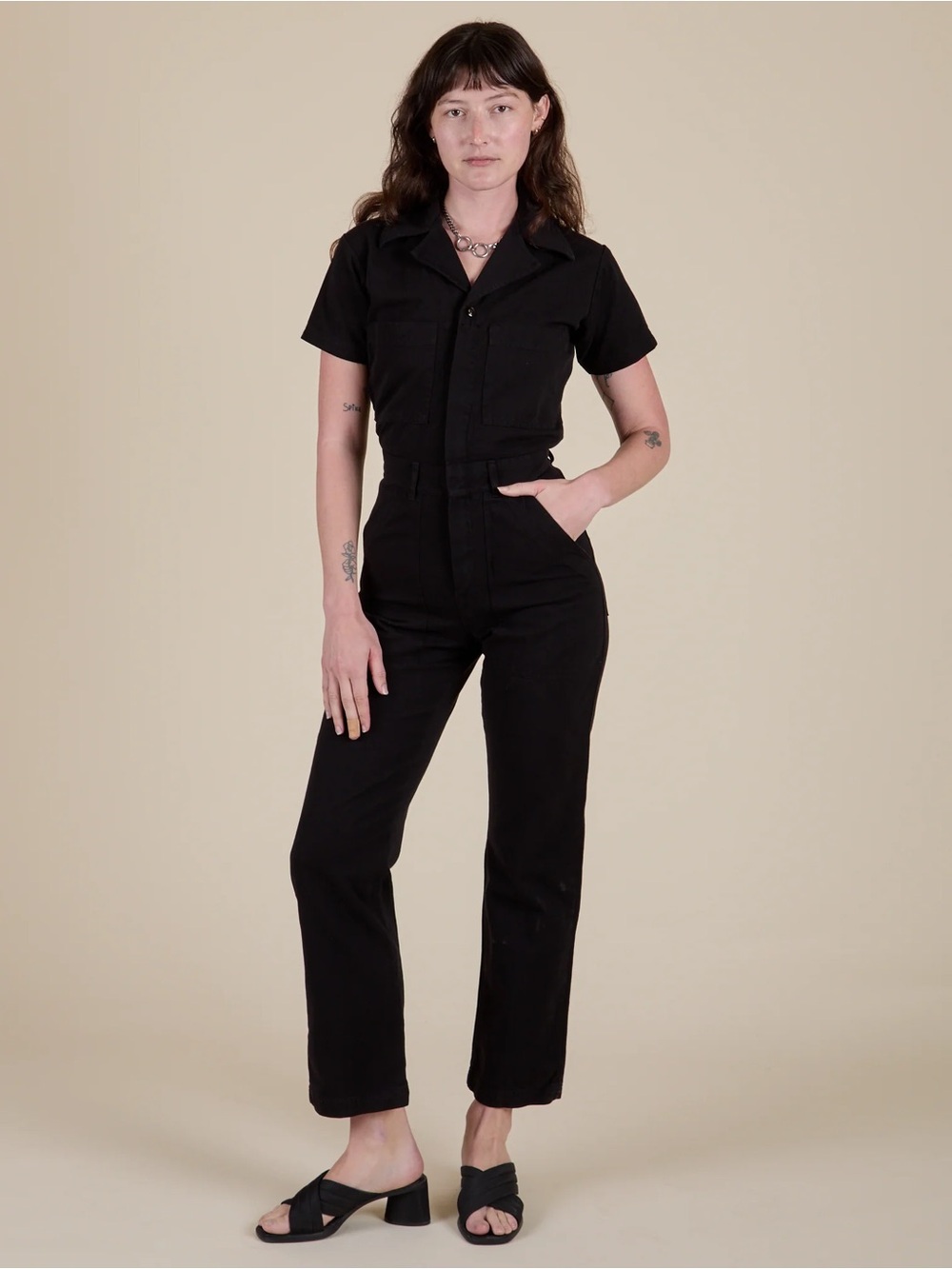 Big Bud Press Black Short-Sleeve Utility Jumpsuit